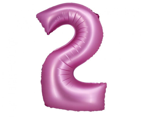 Number Satin Pink, Rosa Folieballong Siffra 2 76 cm