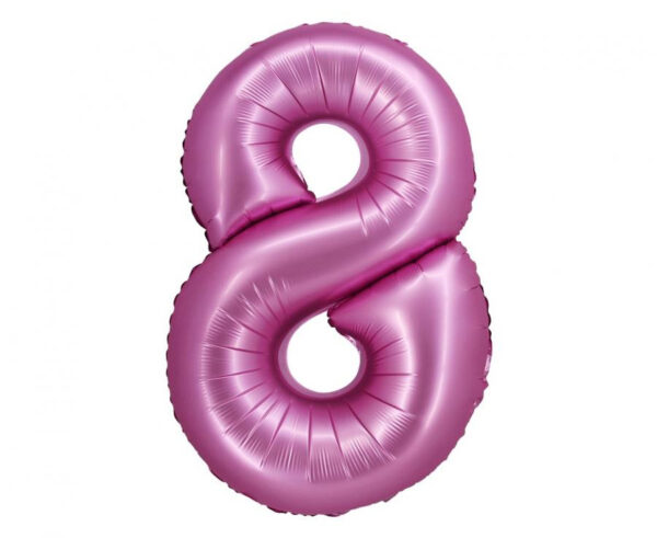 Number Satin Pink, rosa folieballong nummer 8, 76 cm