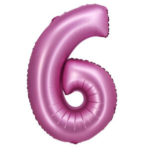 Satin Rosa Nummer 6 Folieballong 76 cm