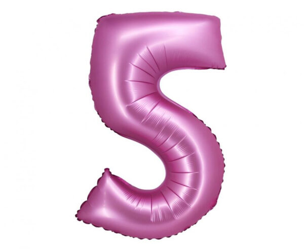 Number Satin Pink, Rosa Folieballong Siffra 5 76 cm