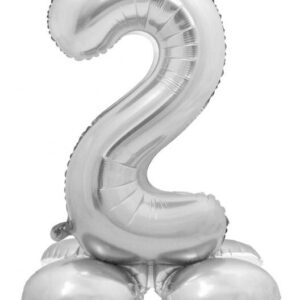Sifferballong silver nummer 2 med bas 72 cm
