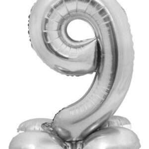 Sifferballong silver nummer 9 med bas 72 cm