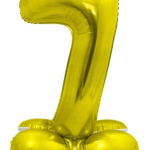 Number Gold Sifferballong 7 i folie med stativ 72 cm