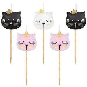 Animals Ögonfrans Katt Tårtljus Set, 5 delar