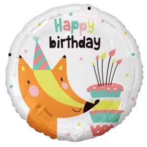 Happy Birthday Fox folieballong 36 cm