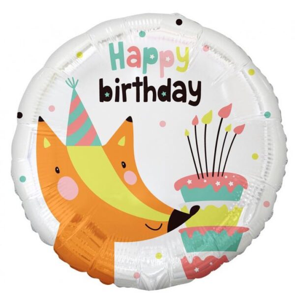 Happy Birthday Fox folieballong 36 cm