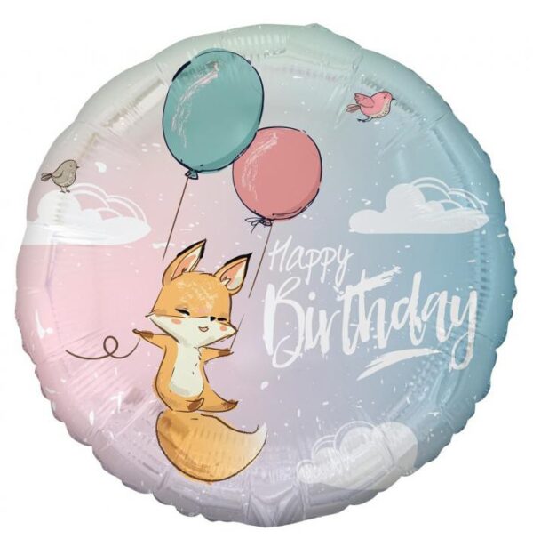 Happy Birthday Fox folieballong 36 cm