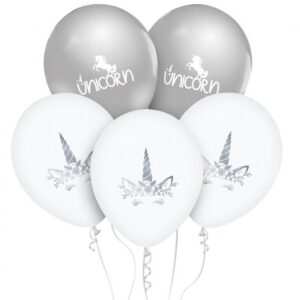 Enhörning silver ballong, 5 st 12 tum (30 cm)