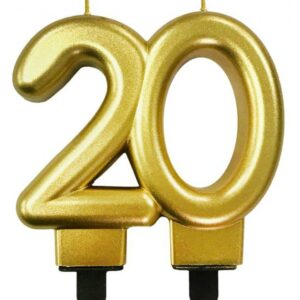 Färg Guld Siffra 20 Tårtljus