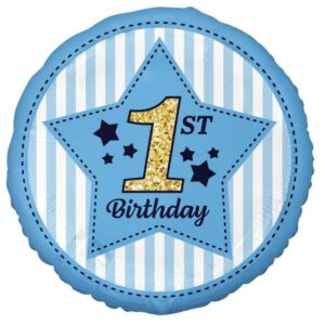 First Birthday blå folieballong 36 cm