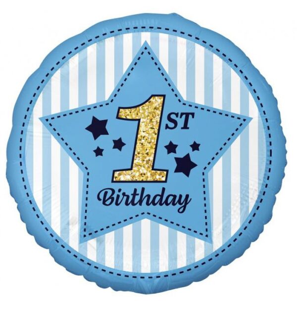 First Birthday blå folieballong 36 cm