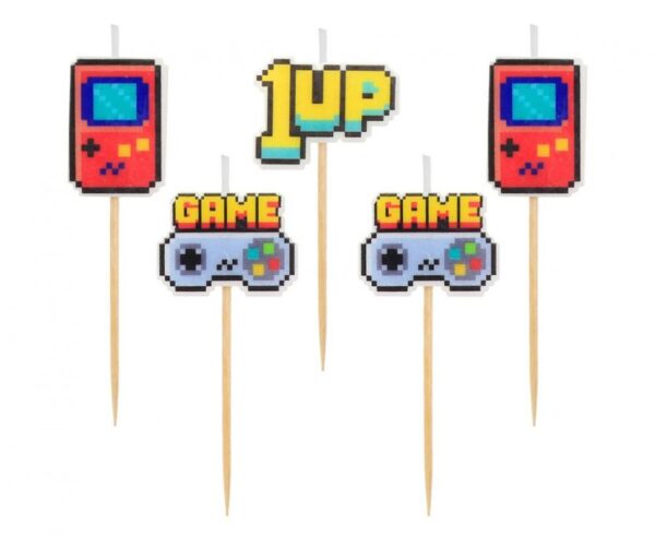 Gamer Game On Leksakstårta Ljus, 5-delars set