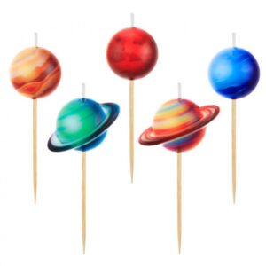 Space Planet, planetljus för tårta, set om 5