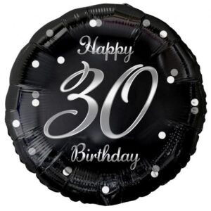 Happy Birthday B&C Silver Happy Birthday 30 folieballong 36 cm