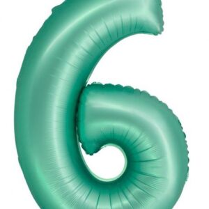 Number Mint mintgrön sifferballong 6 i folie 76 cm