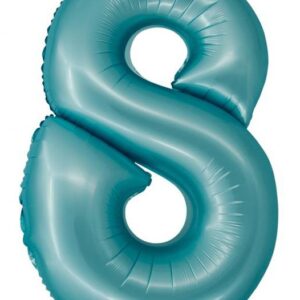 Number Light Blue Mat Blå nummer 8 folieballong 76 cm