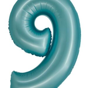Number Light Blue Mat Blå nummer 9 folieballong 76 cm