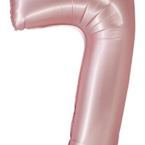 Number Light Pink Mat Rosa siffra 7 folieballong 76 cm