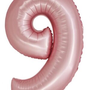 Number Light Pink Mat Rosa nummer 9 folieballong 76 cm