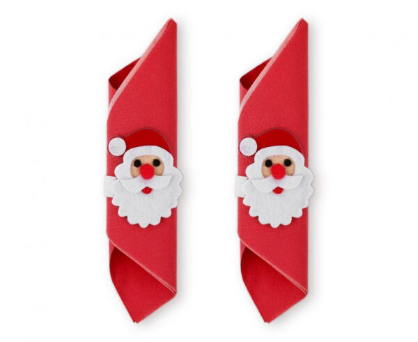 Christmas servettringar med jultomtemotiv, 2-pack
