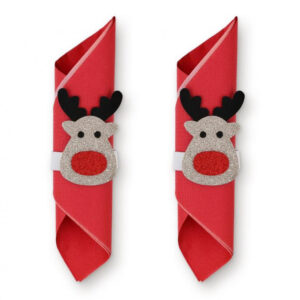 Servettringar med julrenar, 2-pack