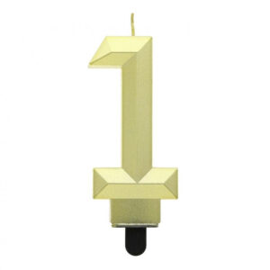 Number Diamond Metallic Gyllene siffervärmeljus 1, tårtljus