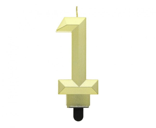 Number diamantmetallisk gyllene siffertårtljus 1, 7,6 cm