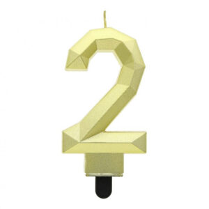 Number Diamond Metallic Guld siffra 2 ljus, tårtljus