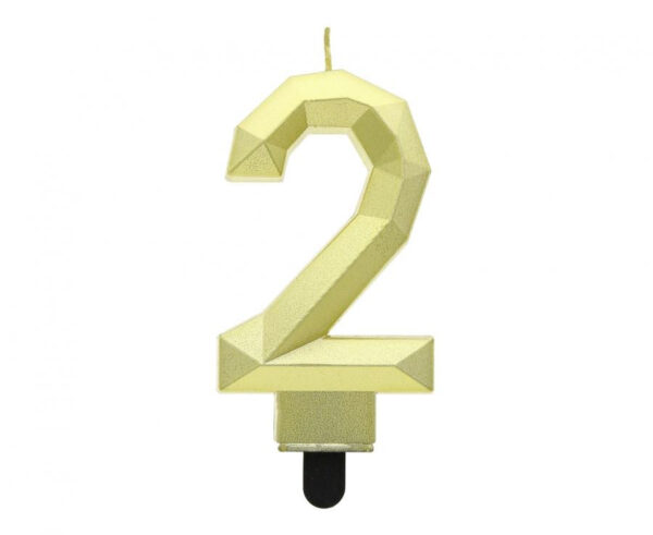 Number Diamond Metallic guld siffertårtljus 2