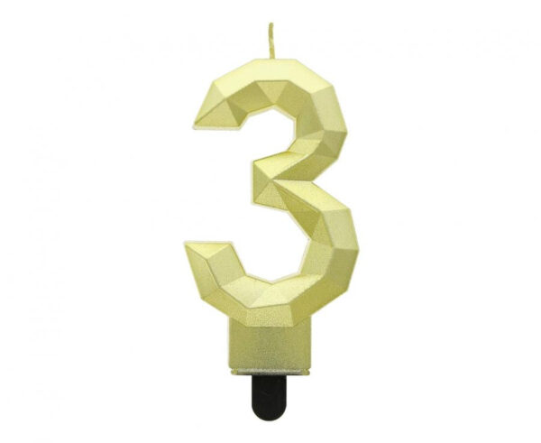 Number Diamond Metallic Guld Siffertårtljus 3
