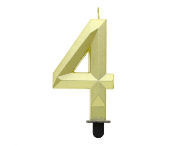 Number Diamond Metallic guld siffertårtljus 4