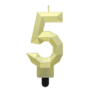 Number Diamond Metallic Guld siffra 5 ljus, tårtljus