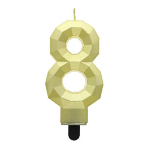 Number Diamond Metallic Guld siffra 8 ljus, tårtljus