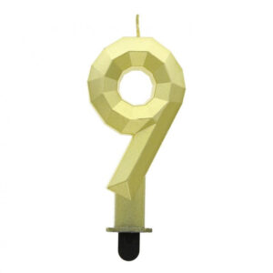 Number Diamond Metallic Guld siffra 9 ljus, tårtljus