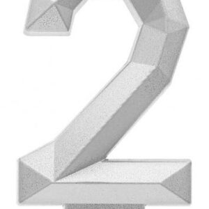 Number Diamond Metallic Silver siffertårtljus 2