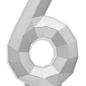 Number Diamond Metallic Silver siffra 6 födelsedagsljus, tårtljus