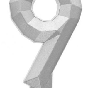 Number Diamond Metallic Silver siffra 9 födelsedagsljus, tårtljus