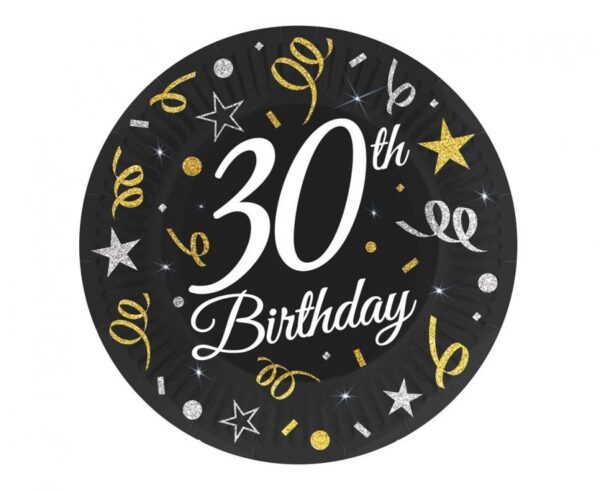 Happy Birthday B&C Happy Birthday 30 Pappersassiett 6-pack 18 cm