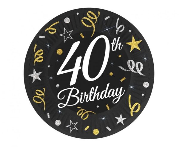 Happy Birthday B&C Happy Birthday 40 Pappersassietter 6-pack 18 cm