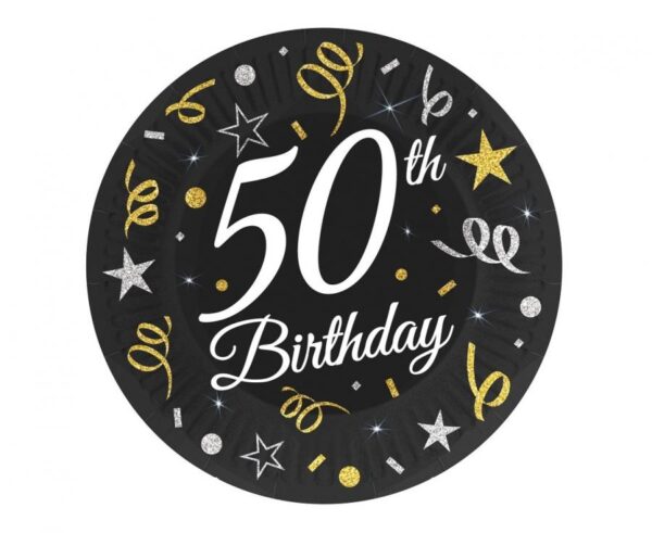 Happy Birthday B&C 50 Pappersassietter, 18 cm, 6-pack