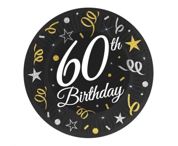 Happy Birthday B&C Happy Birthday 60 Pappersassietter, 6 st, 18 cm
