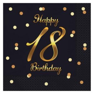 Happy Birthday 18 Servetter B&C Gold 20-pack 33x33 cm