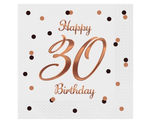 Happy Birthday B&C White Happy Birthday 30 servetter 20-pack 33x33 cm