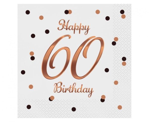 Happy Birthday B&C White servetter 20-pack 33x33 cm