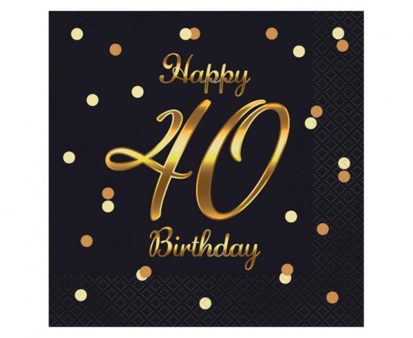 Happy Birthday B&C Gold Happy Birthday 40 Servetter 20-pack 33x33 cm