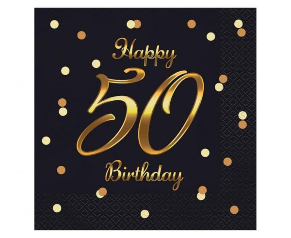 Happy Birthday B&C Gold Happy Birthday 50 Servetter 20-pack 33x33 cm