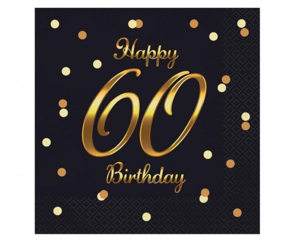Happy Birthday B&C Gold Happy Birthday 60 servetter 20-pack 33x33 cm