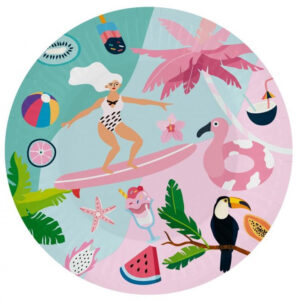 Summer Surfing pappersassiett 6 st 18 cm