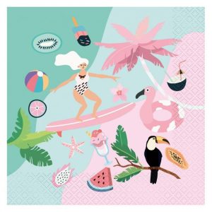 Summer Surfing servett, paket med 20 st, 33x33 cm