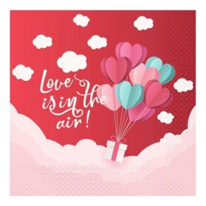 Love Love Is In The Air röda servetter, 20-pack 33x33 cm